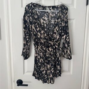 Free People Black and Cream Jumpsuit